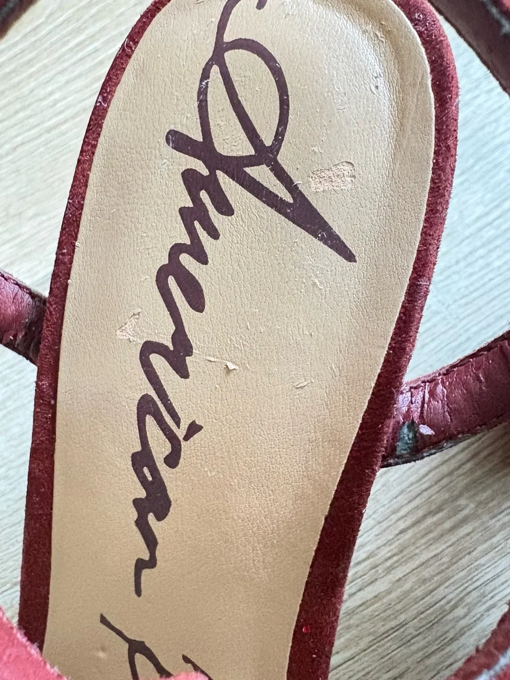 American Rag Cie Suede Platform Heeled Sandals - burgundy